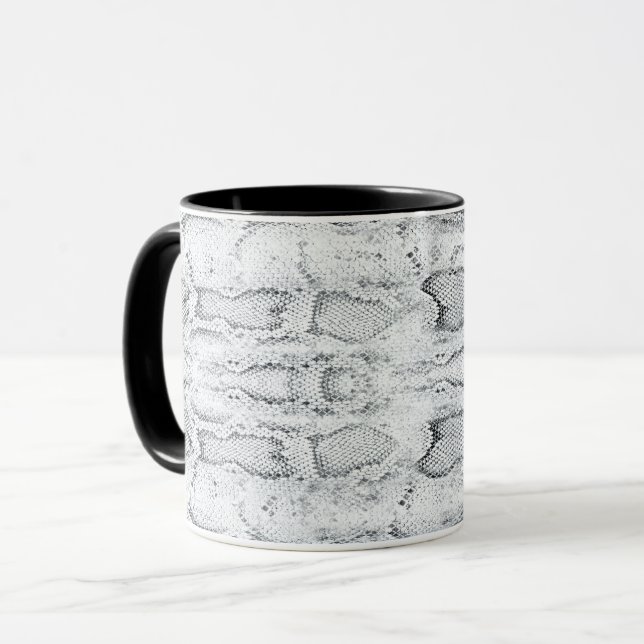 White Python Snake Skin Print Mug (Front Left)