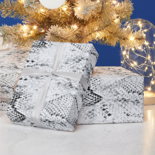White Python Snake Skin Print Wrapping Paper