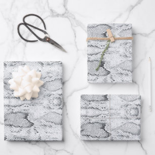 White Python Snake Skin Print Wrapping Paper Sheets