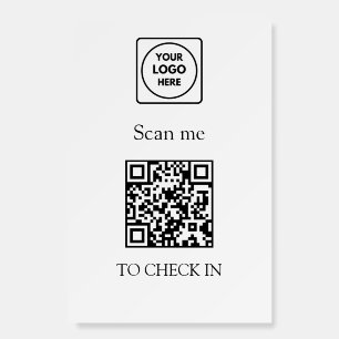White QR Check-In   Custom Contactless Business  Foam Board
