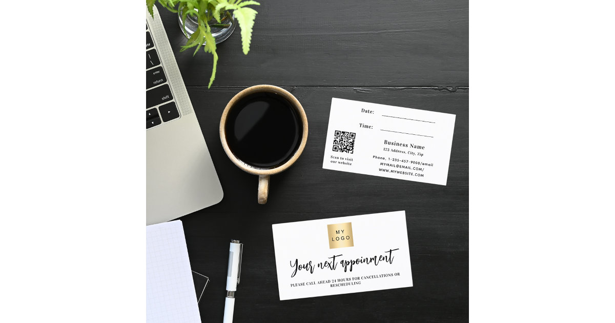 White QR code business logo appointment card | Zazzle