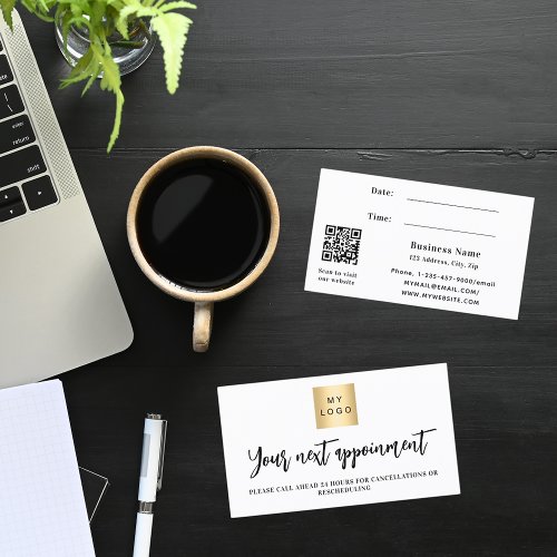 White QR code business logo appointment card