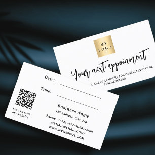 White QR code business logo appointment card