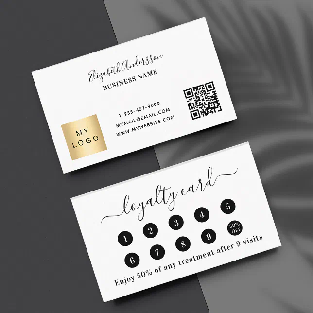 White qr code business logo loyalty card Zazzle