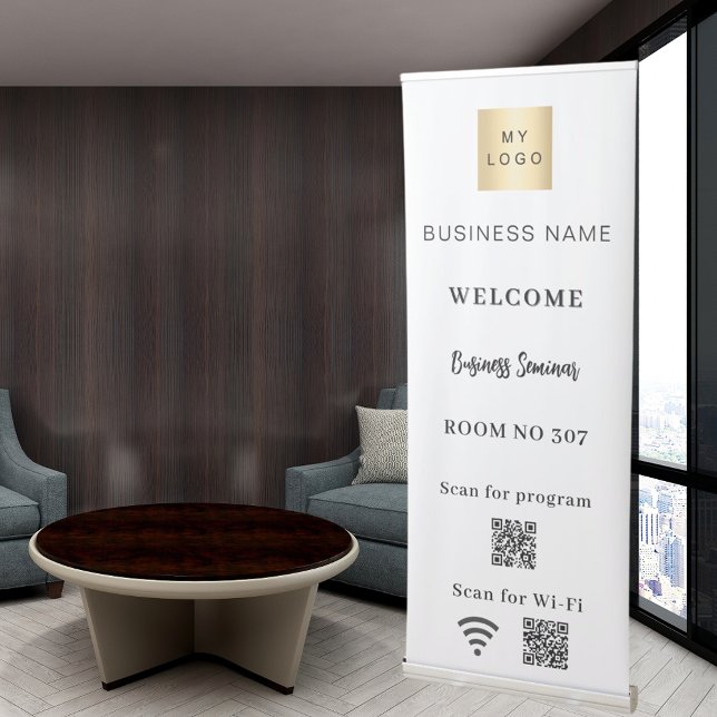 White QR code business logo seminar room wifi Retractable Banner (Creator Uploaded)