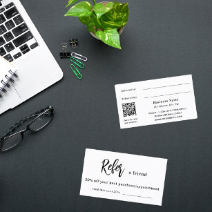 White qr code business referral card