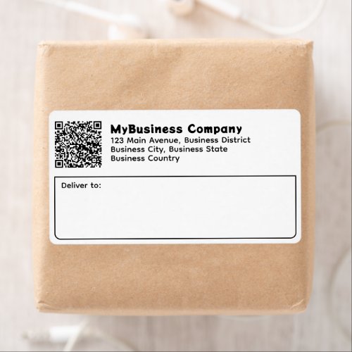 White QR Code Business Shipping Label
