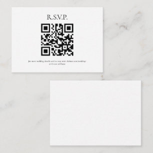 White QR Code Contemporary Wedding RSVP Enclosure Card