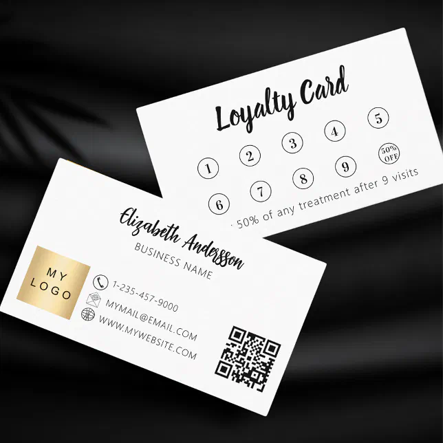White qr code corporate logo brand color loyalty card | Zazzle
