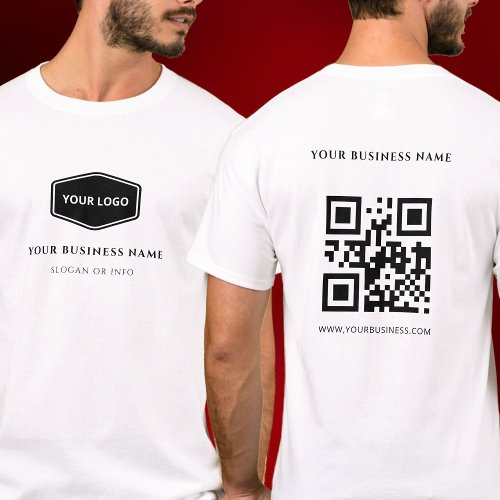 White QR Code Custom and Promotional Company Logo T_Shirt