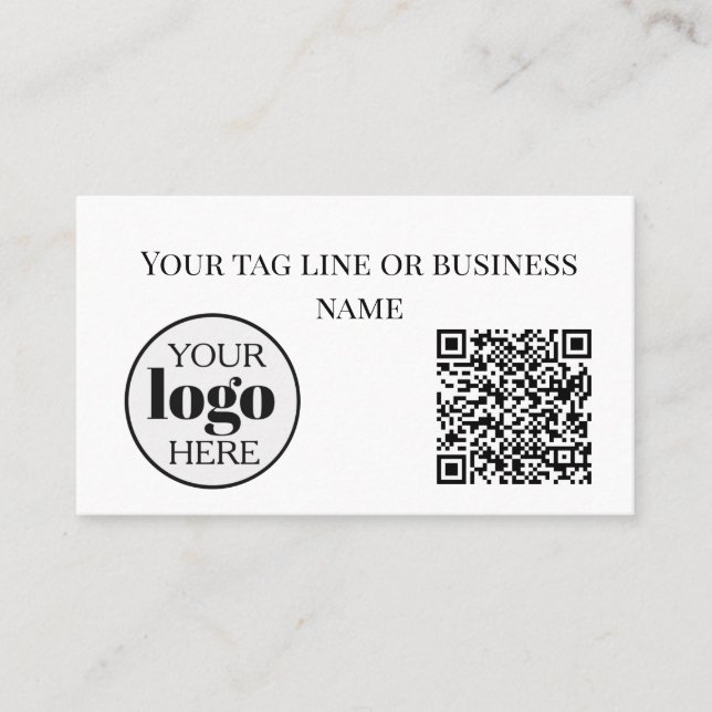 White QR Code Logo Simple Business Card (Front)