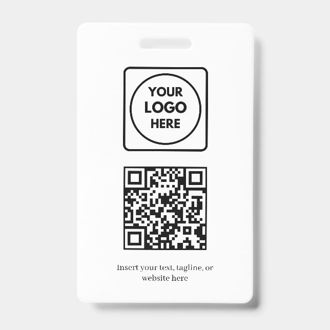 White QR Code | Simple Professional Business  Badge (Front)