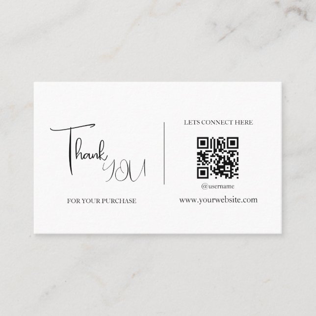 White QR Code Thank You Card Discount Code  (Front)
