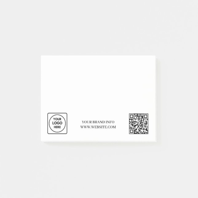 White QR | Minimalist Business Logo Design Post-it Notes (Front)
