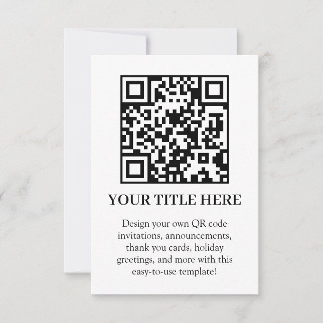 White QR | Modern Minimalist Custom Upload Invitation (Front)