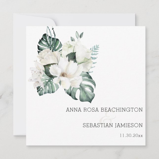 *~* White QR - RSVP Floral Bouquets AR15 Wedding   Invitation (Front)