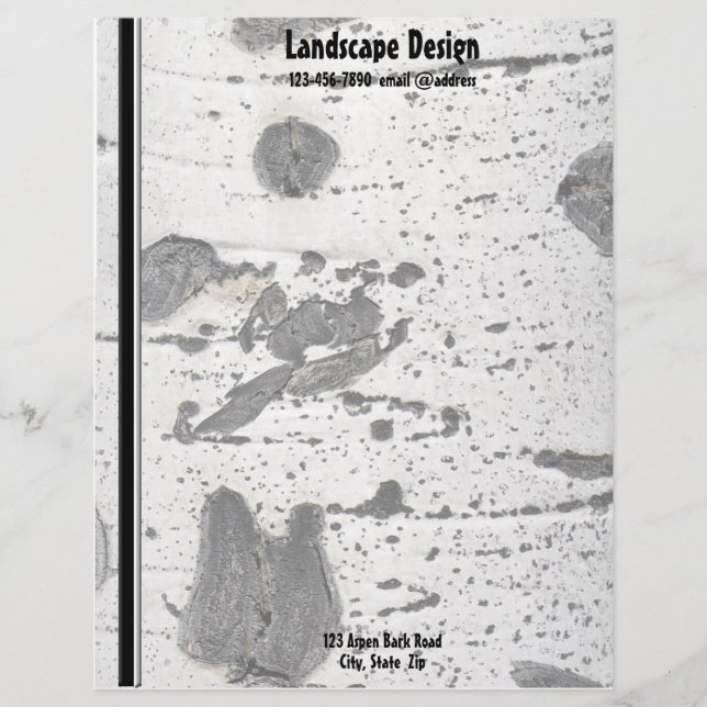 White Quaking Aspen Tree Bark Texture Letterhead (Front)