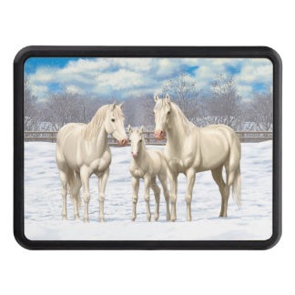 White Quarter Horses In Snow Hitch Cover