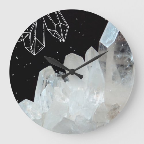 White Quartz Crystal Gemstone Geode Natural Stone Large Clock
