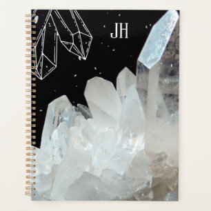 White Quartz Crystal Gemstone Geode Natural Stone Planner