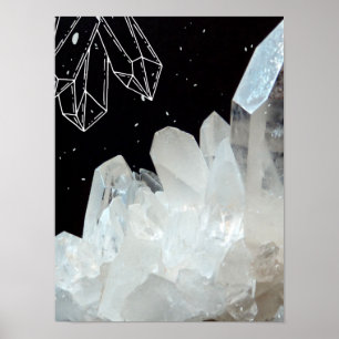 White Quartz Crystal Gemstone Geode Natural Stone Poster