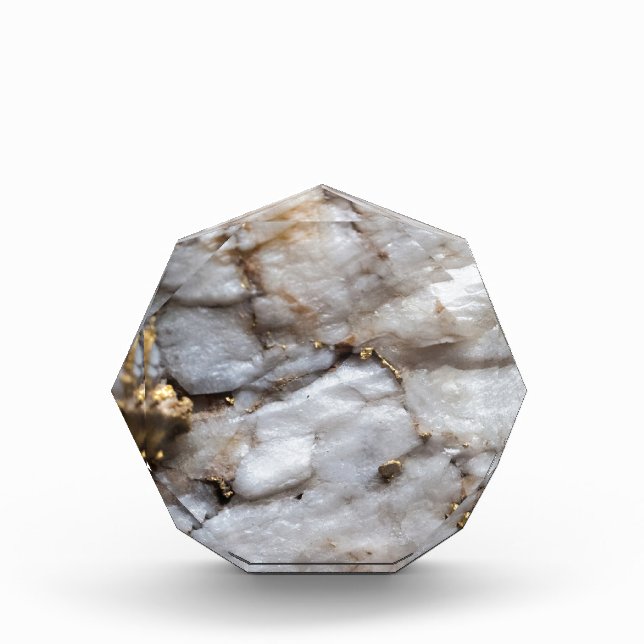 White Quartz with Gold Veining Acrylic Award (Front)