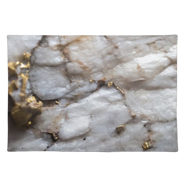 White Quartz with Gold Veining Cloth Placemat (Front)