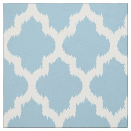 White Quatrefoil Ikat &amp; Custom Blue Background Fabric