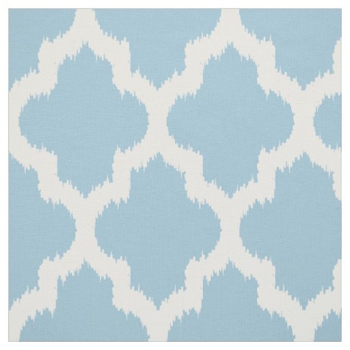 White Quatrefoil Ikat & Custom Blue Background Fabric
