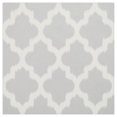 White And Gray Quatrefoil Geometric Pattern Fabric 