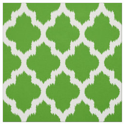 White Quatrefoil Ikat &amp; Custom Green Background Fabric