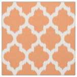 White Quatrefoil Ikat &amp; Custom Orange Background Fabric