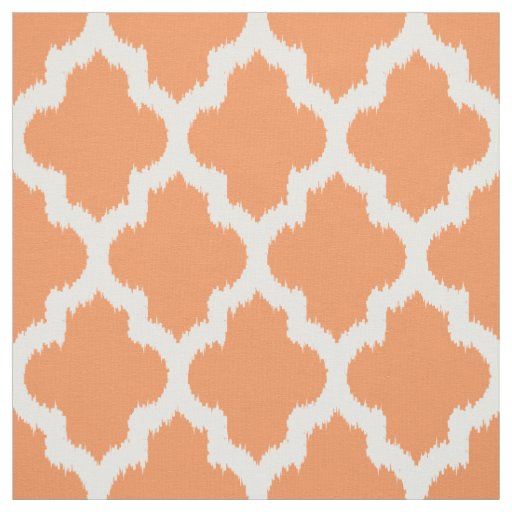 White Quatrefoil Ikat & Custom Orange Background Fabric