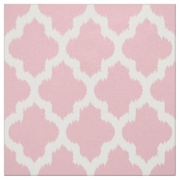 White Quatrefoil Ikat &amp; Custom Pink Background Fabric
