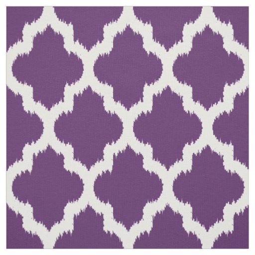 White Quatrefoil Ikat & Custom Purple Background Fabric