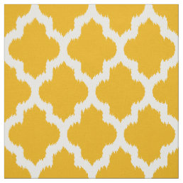 White Quatrefoil Ikat &amp; Custom Yellow Background Fabric