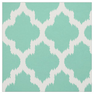White Quatrefoil Ikat With Custom Mint Background Fabric
