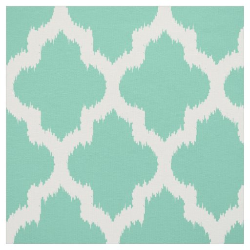 White Quatrefoil Ikat With Custom Mint Background Fabric