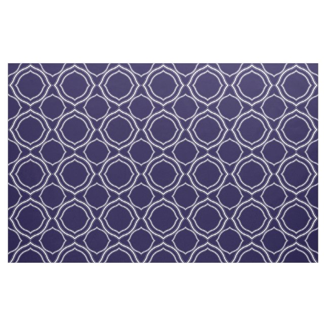 White Quatrefoil on Midnight Blue Background Fabric (Fat Quarter)