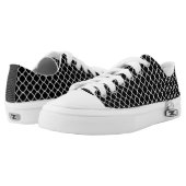 White Quatrefoil Pattern Black Background Low-Top Sneakers (Pair)