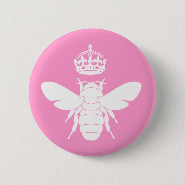 White Queen Bee Logo...Are You A Queen Bee? Button (Front)
