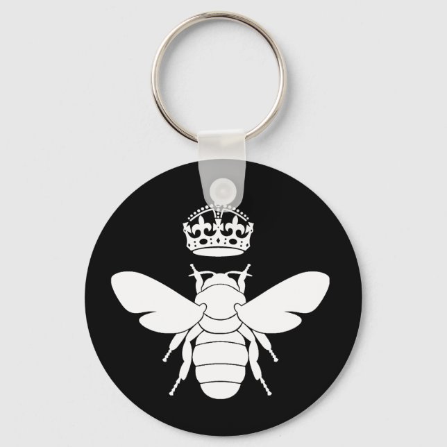 White Queen Bee Logo...Are You A Queen Bee? Keychain (Front)