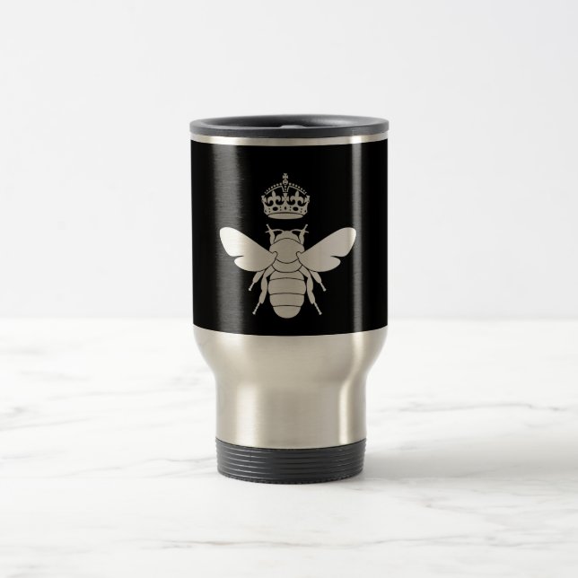 White Queen Bee Logo...Are You A Queen Bee? Travel Mug (Center)