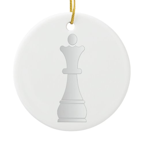 White queen chess piece ceramic ornament