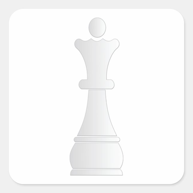 White queen chess piece square sticker (Front)