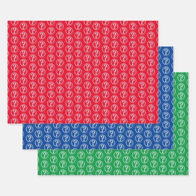 White Question Marks Pattern 3D Wrapping Paper Sheets (Set)
