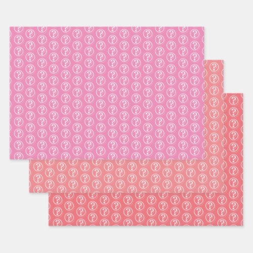 White Question Marks Pattern On Pink Wrapping Paper Sheets