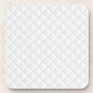 White Quilted Leather Beverage Coaster