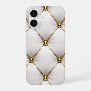 White Quilted Leather & Gold Studs Phone Case