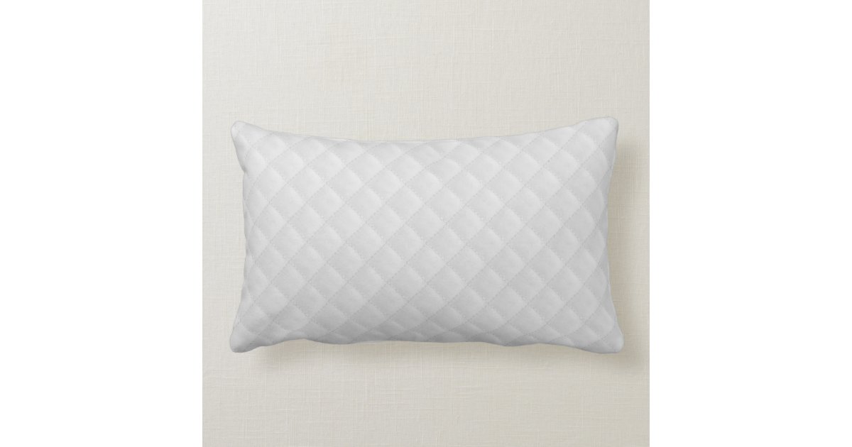 White Quilted Leather Lumbar Pillow